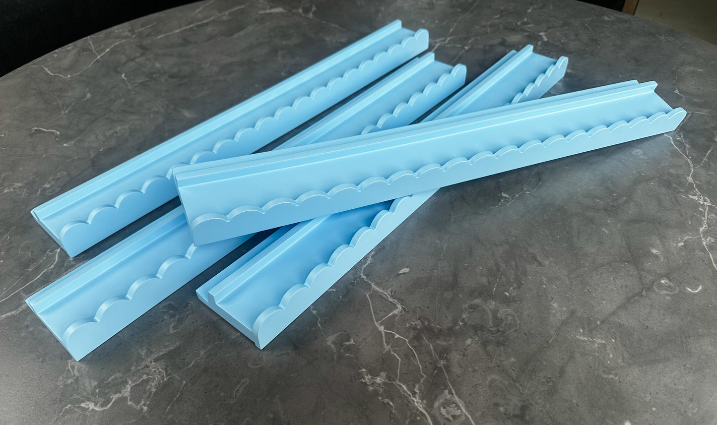 Baby Blue Wooden Racks with Scalloped Pushers