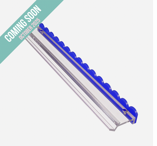 {COMING SOON} Scalloped Blue and Clear Acrylic Rack and Pusher Set of 4