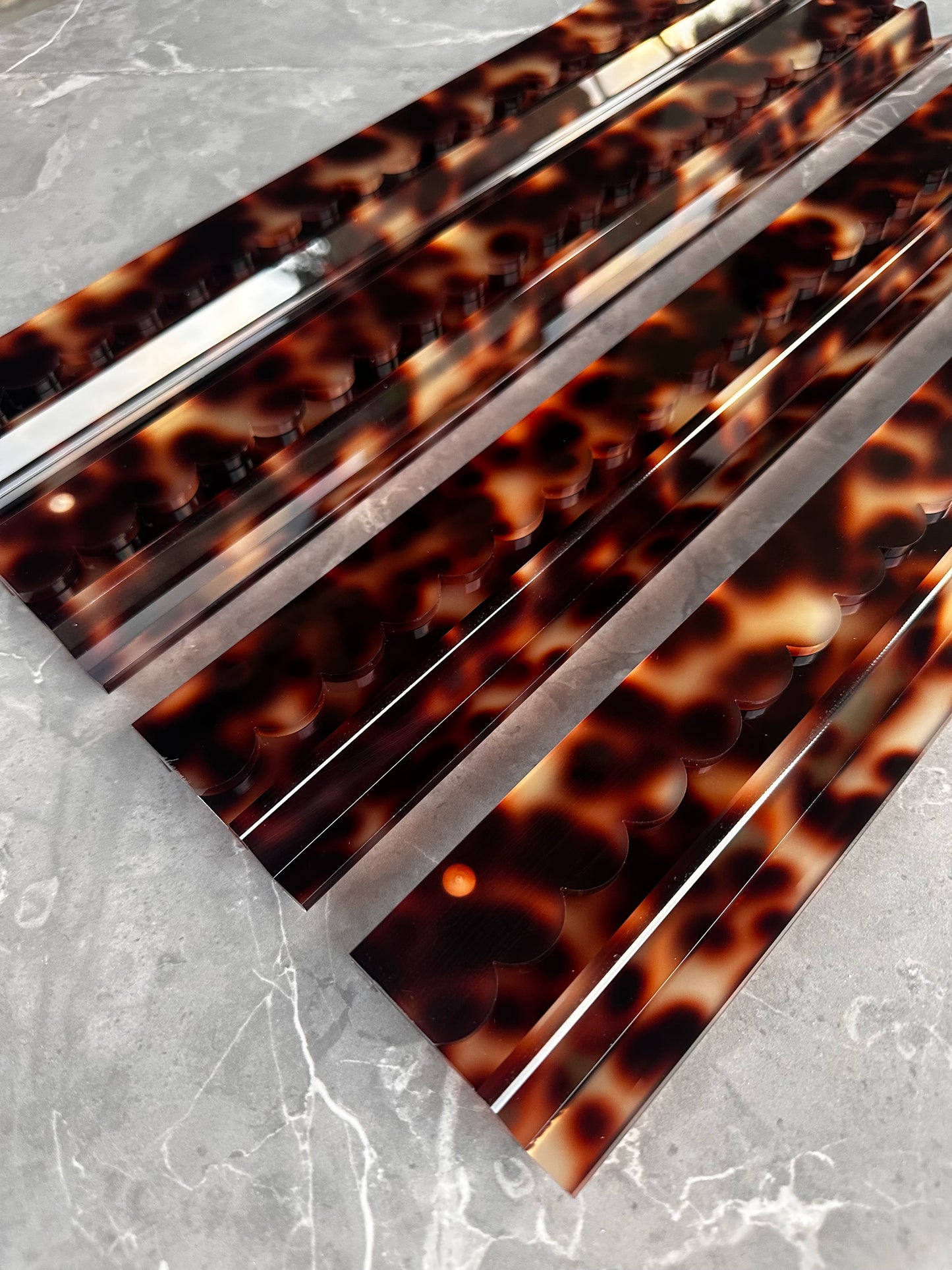 Scalloped Tortoise Acrylic Racks and Pushers