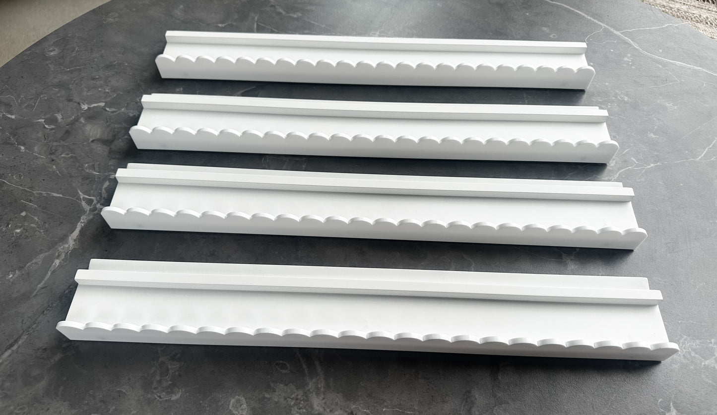 **PRE-ORDER** White Wooden Racks with Scalloped Pushers (Estimated Delivery End of July)