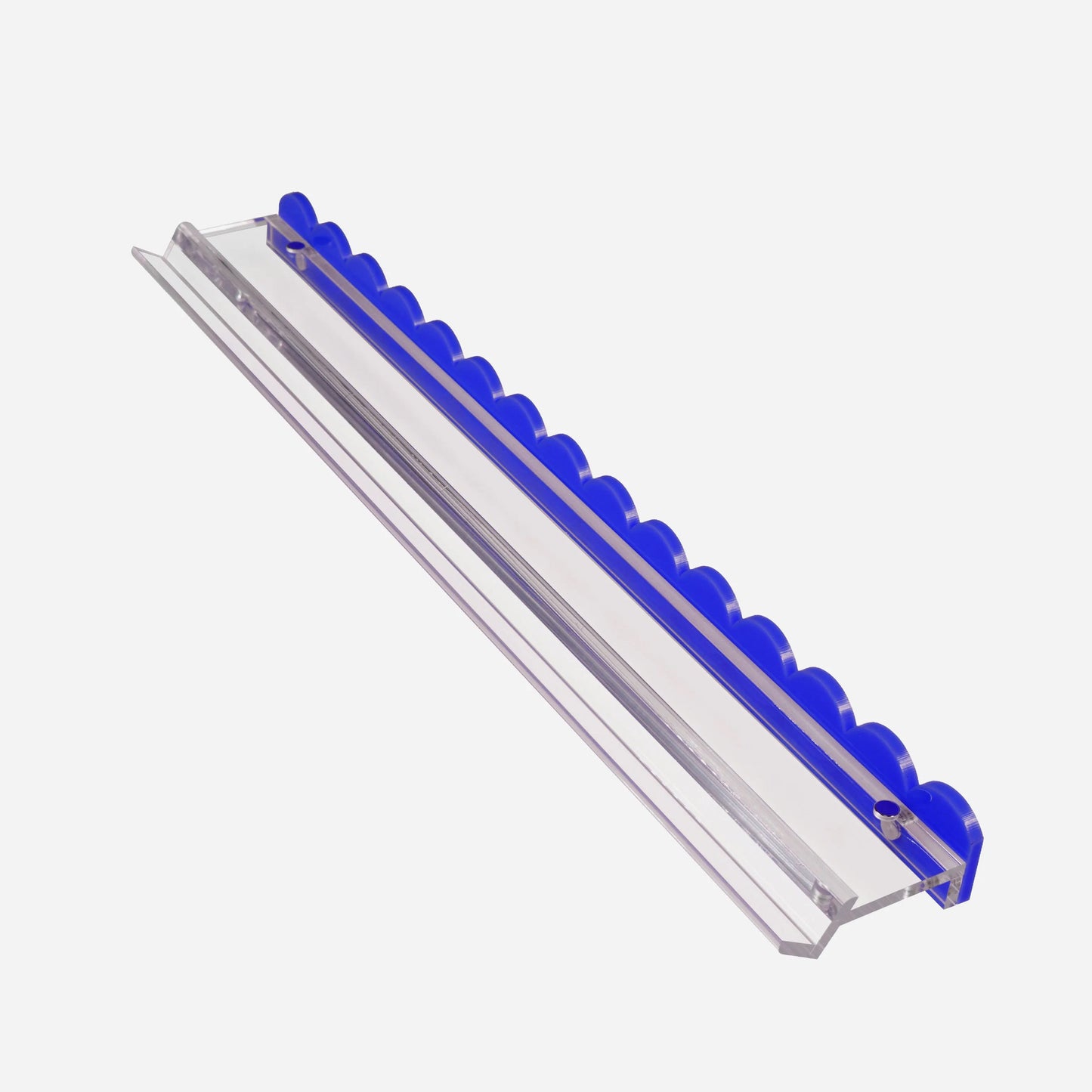 Scalloped Blue and Clear Acrylic Rack and Pusher Set of 4