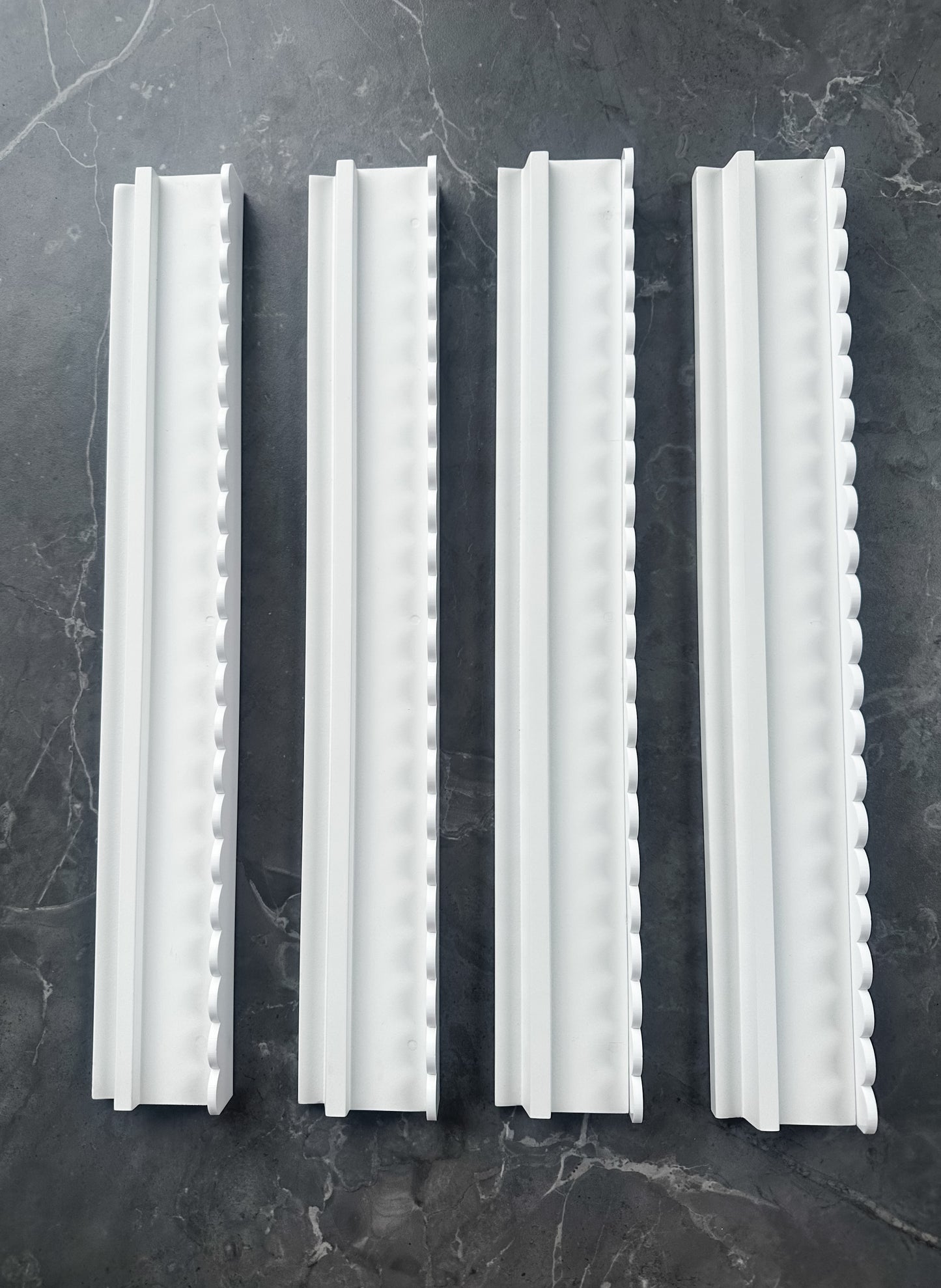 **PRE-ORDER** White Wooden Racks with Scalloped Pushers (Estimated Delivery End of July)