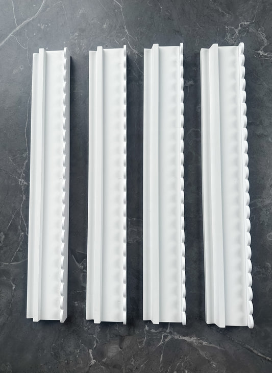 **PRE-ORDER** White Wooden Racks with Scalloped Pushers (Estimated Delivery End of July)
