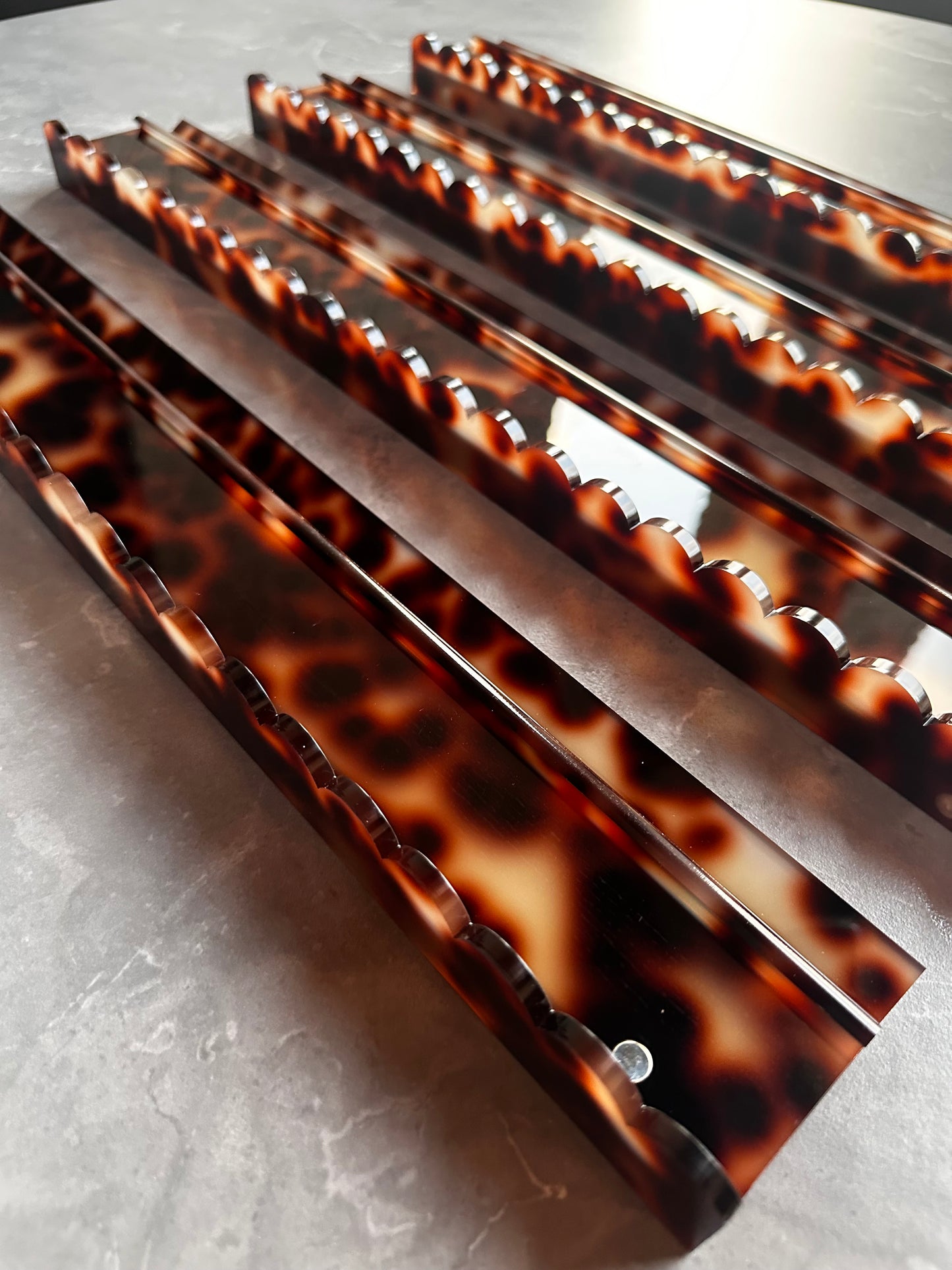 Scalloped Tortoise Acrylic Racks and Pushers