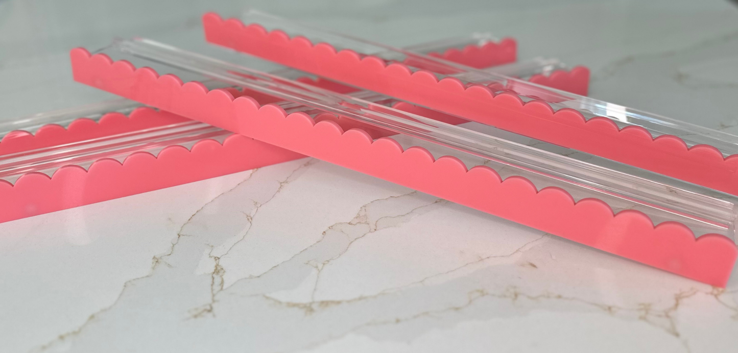 {PRE-ORDER} Scalloped Pink and Clear Acrylic Rack and Pusher Set of 4