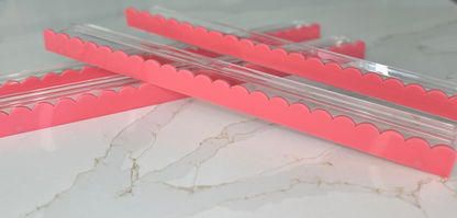 {PRE-ORDER} Scalloped Pink and Clear Acrylic Rack and Pusher Set of 4