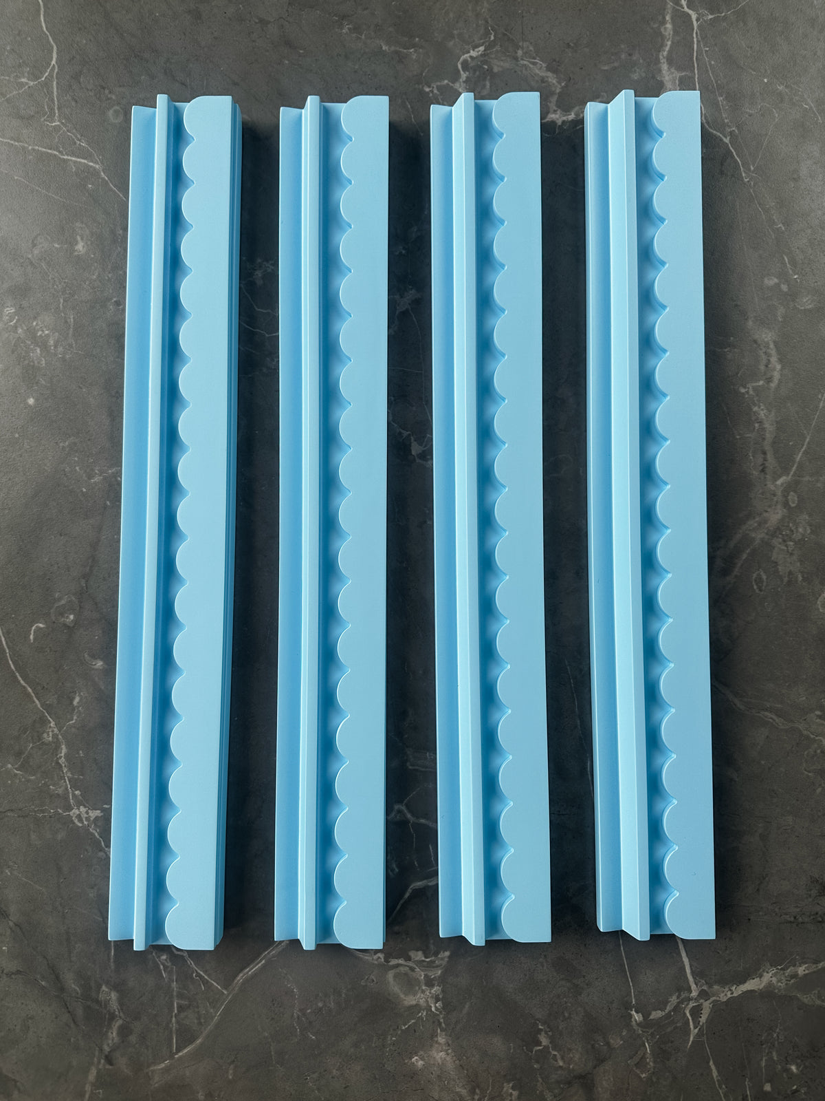 Baby Blue Wooden Racks with Scalloped Pushers