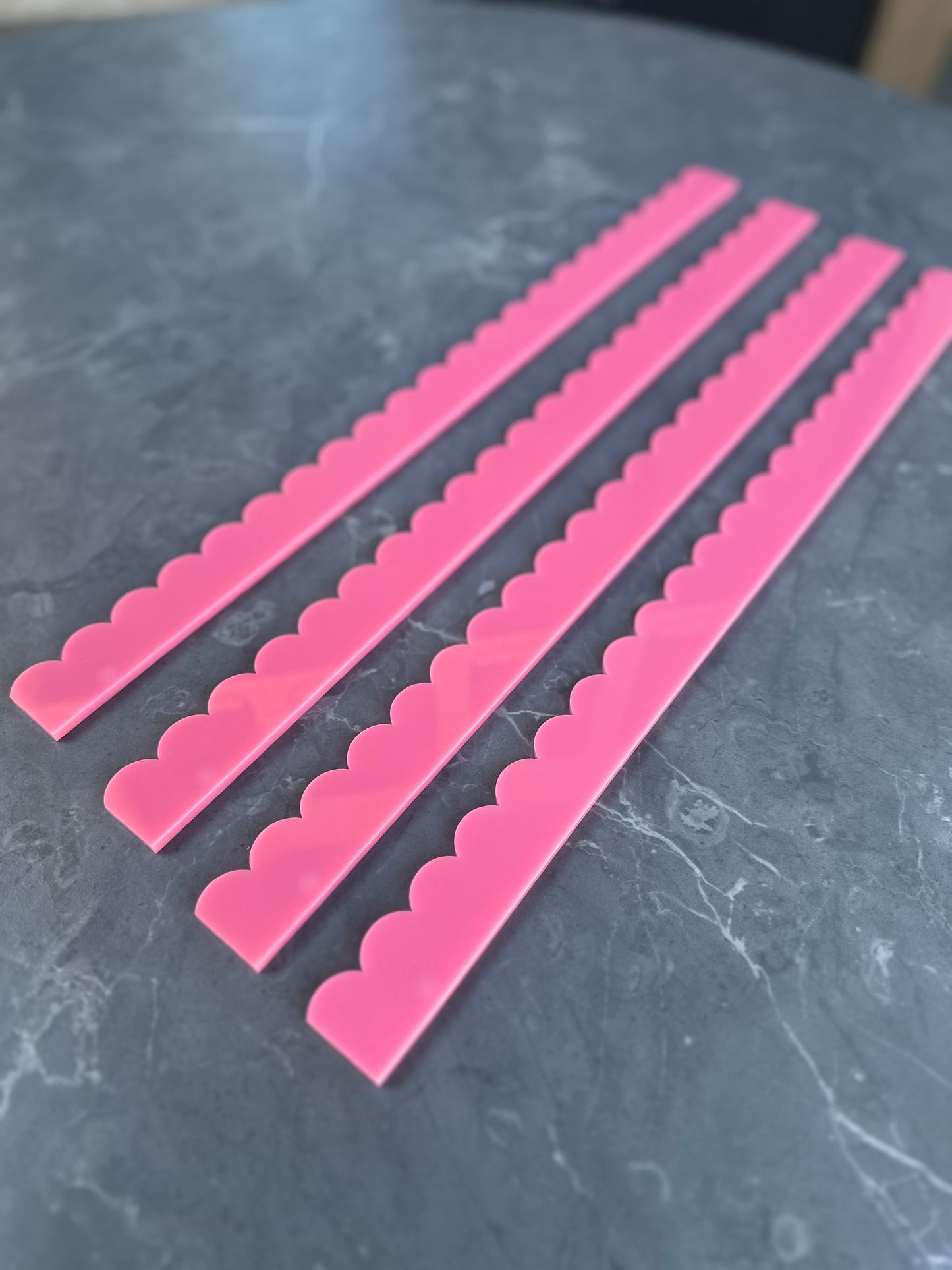 Pink Acrylic Scalloped Pusher Add Ons (4)
