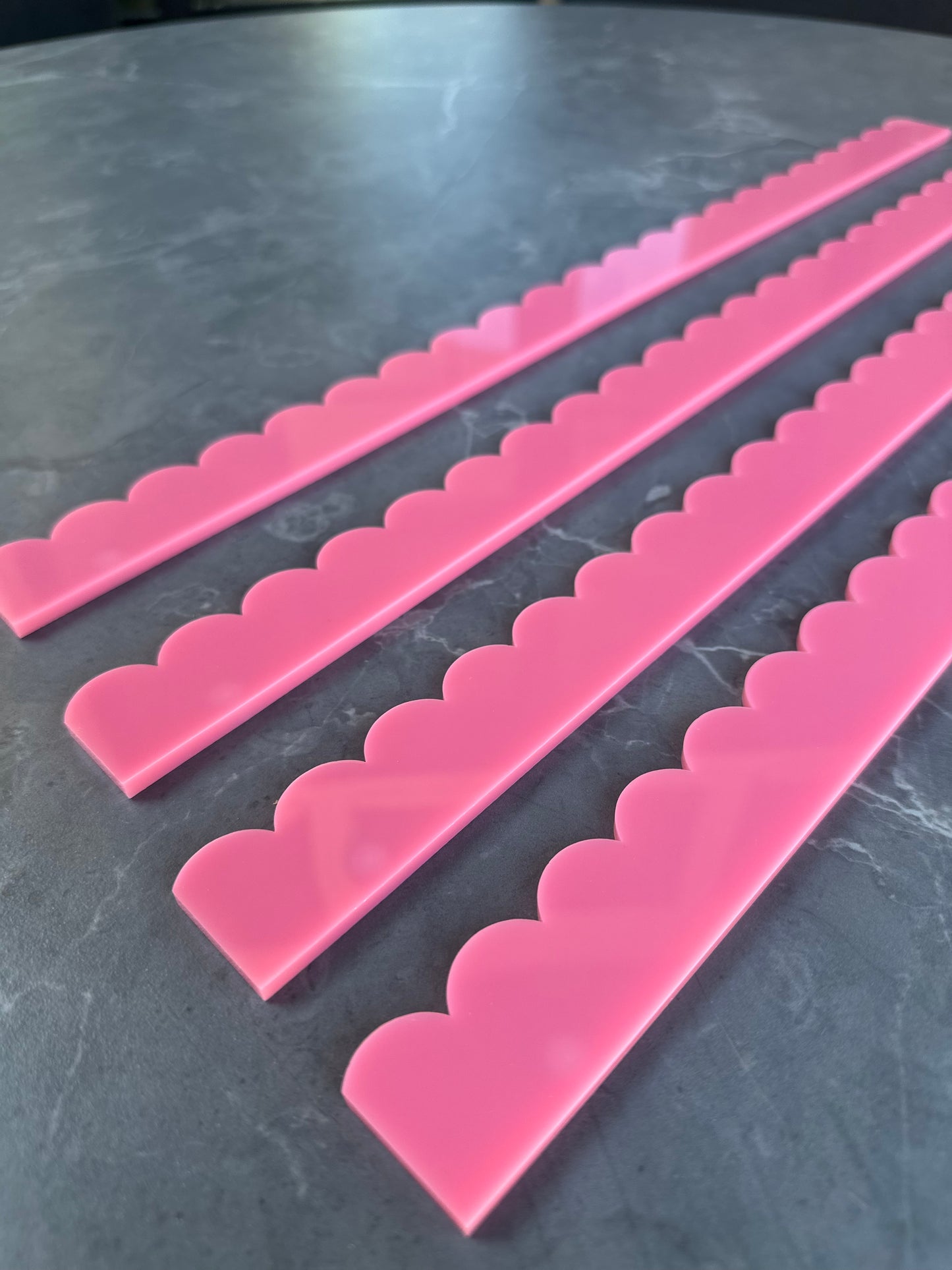 Pink Acrylic Scalloped Pusher Add Ons (4)