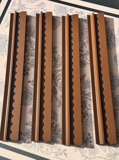 Chocolate Brown Wooden Racks with Scalloped Pushers