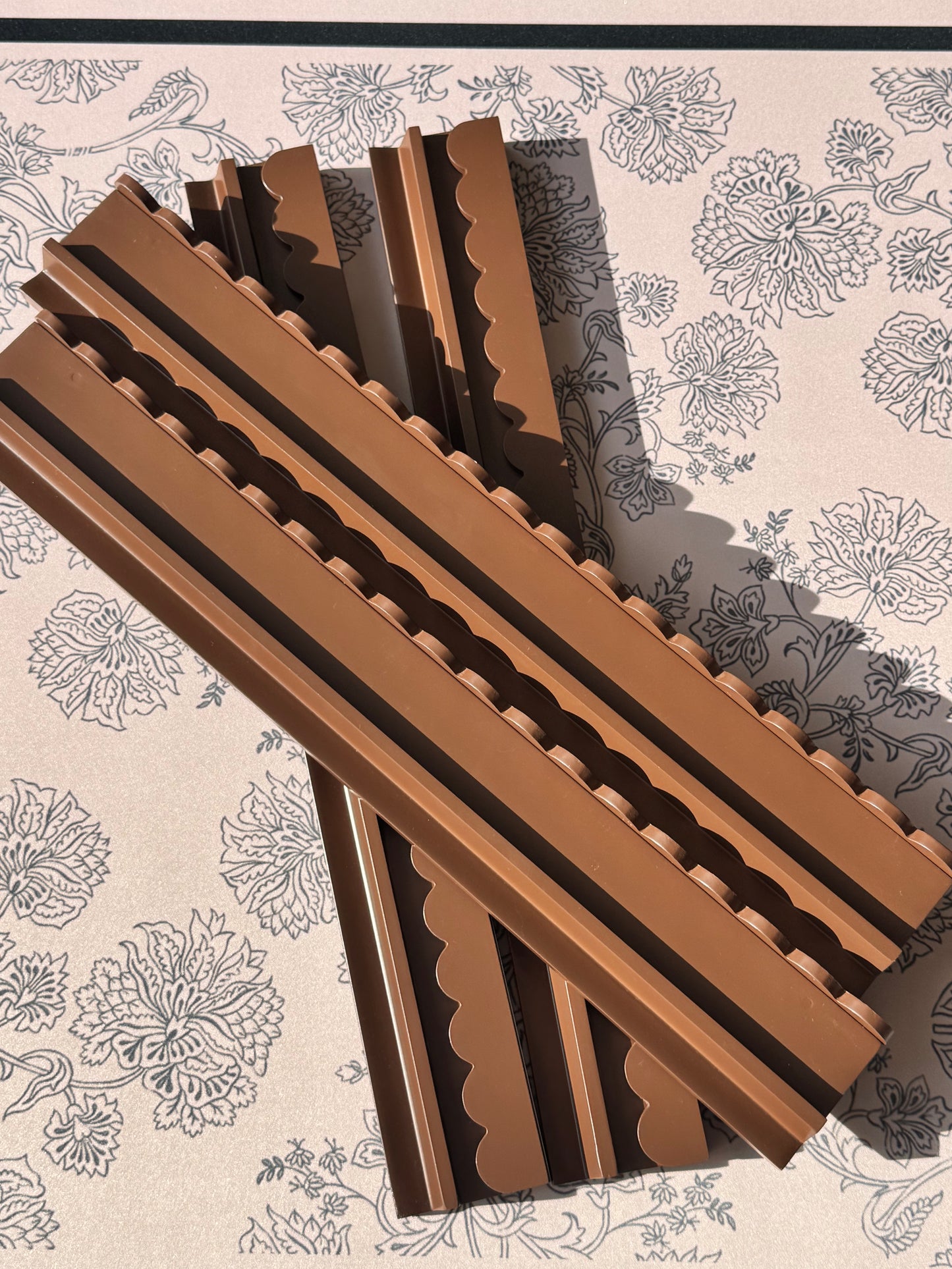 Chocolate Brown Wooden Racks with Scalloped Pushers