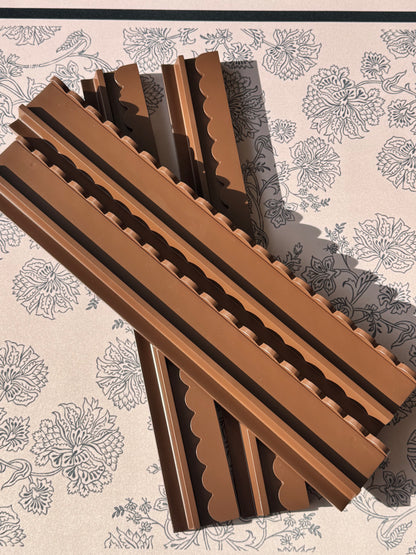 Chocolate Brown Wooden Racks with Scalloped Pushers