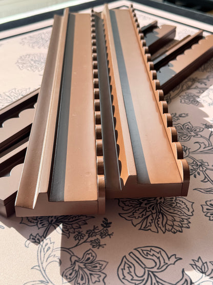 Chocolate Brown Wooden Racks with Scalloped Pushers