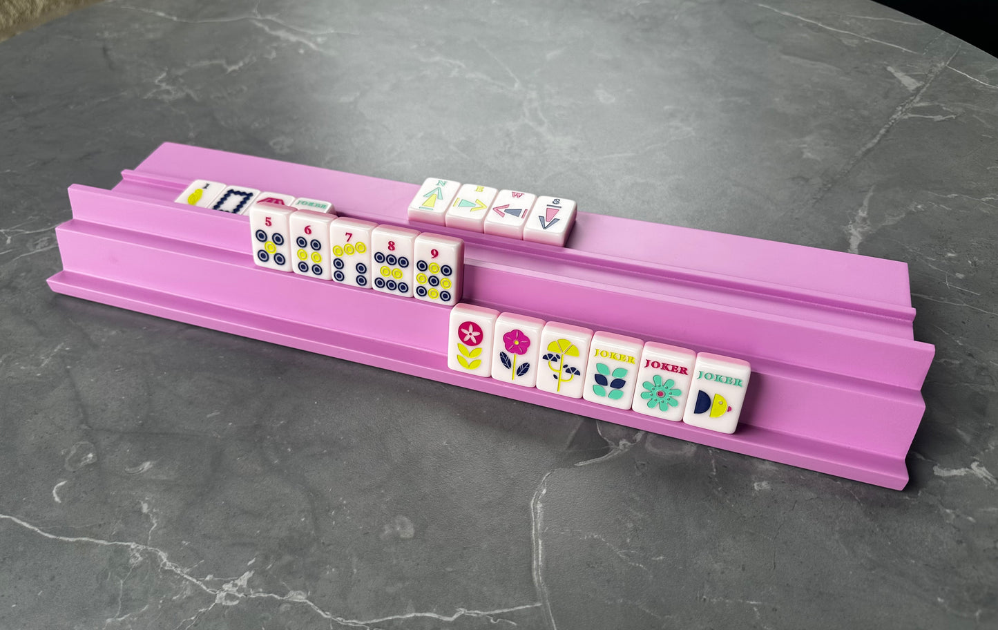Double Wooden Mahjong Racks (Set of Racks and 4 Pushers)