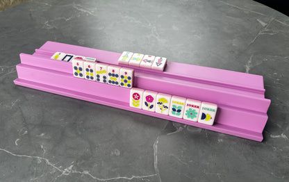 Double Wooden Mahjong Racks (Set of Racks and 4 Pushers)